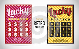 Scratch off lottery ticket vector design template photo