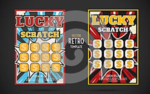 Scratch off lottery ticket vector design template photo