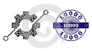 Scratched 10000 Stamp and Geometric Smart Gear Mosaic