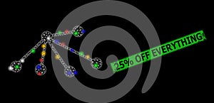Scratched 25 discount Off Everything Badge with Net Links Constellation Icon with Colored Flares