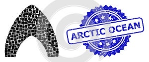 Scratched Arctic Ocean Stamp and Square Dot Mosaic Igloo Home