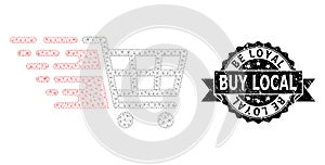 Scratched Be Loyal Buy Local Ribbon Stamp and Mesh 2D Supermarket Cart