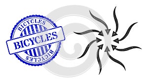 Scratched Bicycles Seal and Network Anticyclone Rotation Arrows Mesh