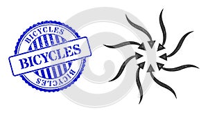 Scratched Bicycles Seal and Network Anticyclone Rotation Arrows Mesh photo
