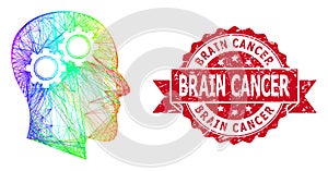 Scratched Brain Cancer Stamp and Spectrum Hatched Head Gears