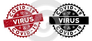 Scratched Covid-19 Virus Rounded Red Seal
