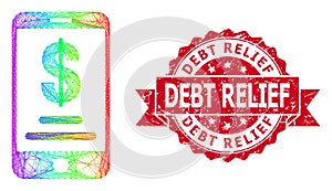 Scratched Debt Relief Stamp and Bright Network Mobile Dollar Account
