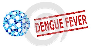 Scratched Dengue Fever Stamp Print and Bacterium Spore Composition of Rounded Dots