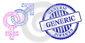 Scratched Generic Stamp and Net Straight Sex Symbol Mesh