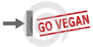 Scratched Go Vegan Seal Stamp and Halftone Dotted Move Right