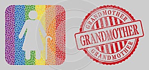 Scratched Grandmother Stamp Seal and Mosaic Grandmother Hole for LGBT photo