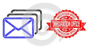 Scratched Immigration Office Stamp and Linear Mail Queue Icon