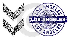 Scratched Los Angeles Badge and Geometric Shift Down Mosaic