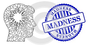 Scratched Madness Stamp and Net Coronavirus Brain Mesh