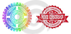 Scratched Movie Censorship Seal and Rainbow Net Clock Wheel