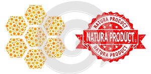 Scratched Natura Product Stamp and CoronaVirus Mosaic Honeycombs