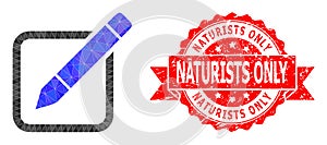 Scratched Naturists Only Stamp And Edit Pencil Polygonal Mocaic Icon