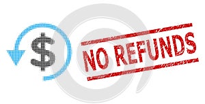 Scratched No Refunds Stamp and Halftone Dotted Chargeback