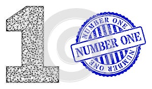 Scratched Number One Seal and Net Digit One Web Mesh