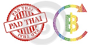 Scratched Pad Thai Stamp and Rainbow Thai Baht Repay Mosaic Icon of Circles