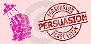 Scratched Persuasion Stamp Seal and Pink Valentine Brainwashing Collage