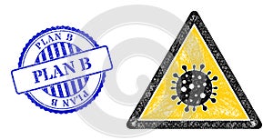 Scratched Plan B Badge and Hatched Virus Danger Web Mesh