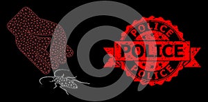 Scratched Police Seal and Polygonal Mesh Cockroach Punch