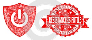 Scratched Resistance Is Futile Stamp and Network Shield Turn Off Icon