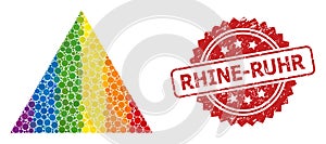 Scratched Rhine-Ruhr Seal and Bright Colored Filled Triangle Collage