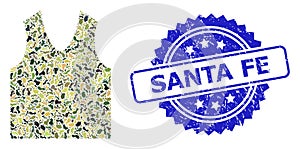 Scratched Santa Fe Stamp Seal and Military Camouflage Collage of Gilet