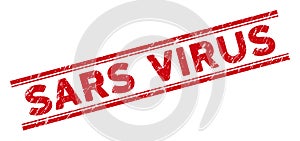 Scratched Sars Virus Stamp Seal with Message and Double Lines