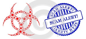 Scratched Scam Alert! Seal and Virus Biohazard Mosaic Icon