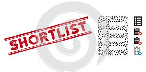 Scratched Shortlist Line Seal with Collage List Icon photo