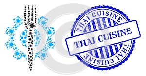 Scratched Thai Cuisine Stamp Seal and Viral Food Hitech Mosaic Icon