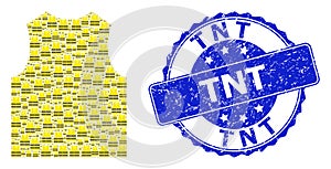 Scratched TNT Round Stamp and Recursive Yellow Vest Icon Mosaic
