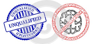 Scratched Unqualified Badge and Network Brainless Mesh photo