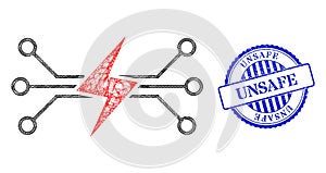 Scratched Unsafe Stamp Seal and Net Energy Circuit Mesh