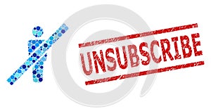 Scratched Unsubscribe Watermark and Remove Man Mosaic of Circles