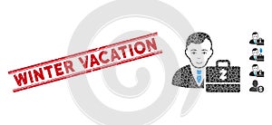 Scratched Winter Vacation Line Stamp with Collage Zcash Accounter Icon photo