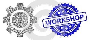 Scratched Workshop Seal and Recursion Cog Wheel Icon Composition photo