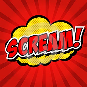 Scream! Comic Speech Bubble, Cartoon.