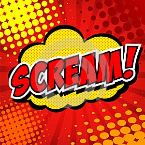 Scream! Comic Speech Bubble, Cartoon.