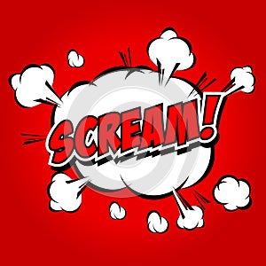 Scream! Comic Speech Bubble, Cartoon.