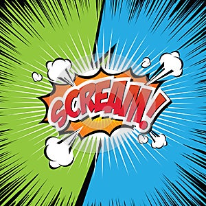 Scream! Comic Speech Bubble, Cartoon.