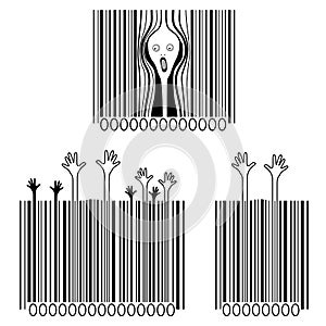 The scream, consumerism victims, creative barcodes