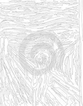 The Scream 1893 by Edvard Munch adult coloring page