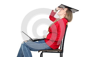 Scream after hard work - woman on computer