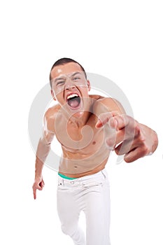Scream of muscular man