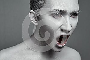 Screaming beauty fashion angry Woman with Makeup