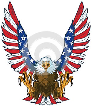 Screaming Eagle with American Flag Wings Vector Clip Art photo